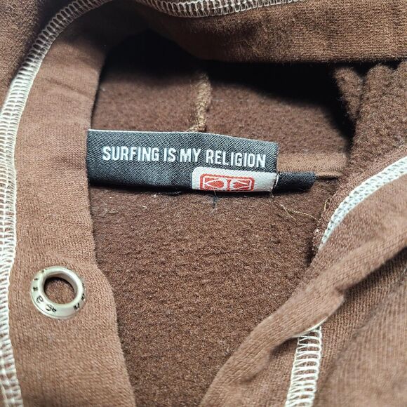 Ocean And Earth "Surfing Is My Religion" Men's Hoodie Size Small Graphic Y2k - Picture 6 of 9